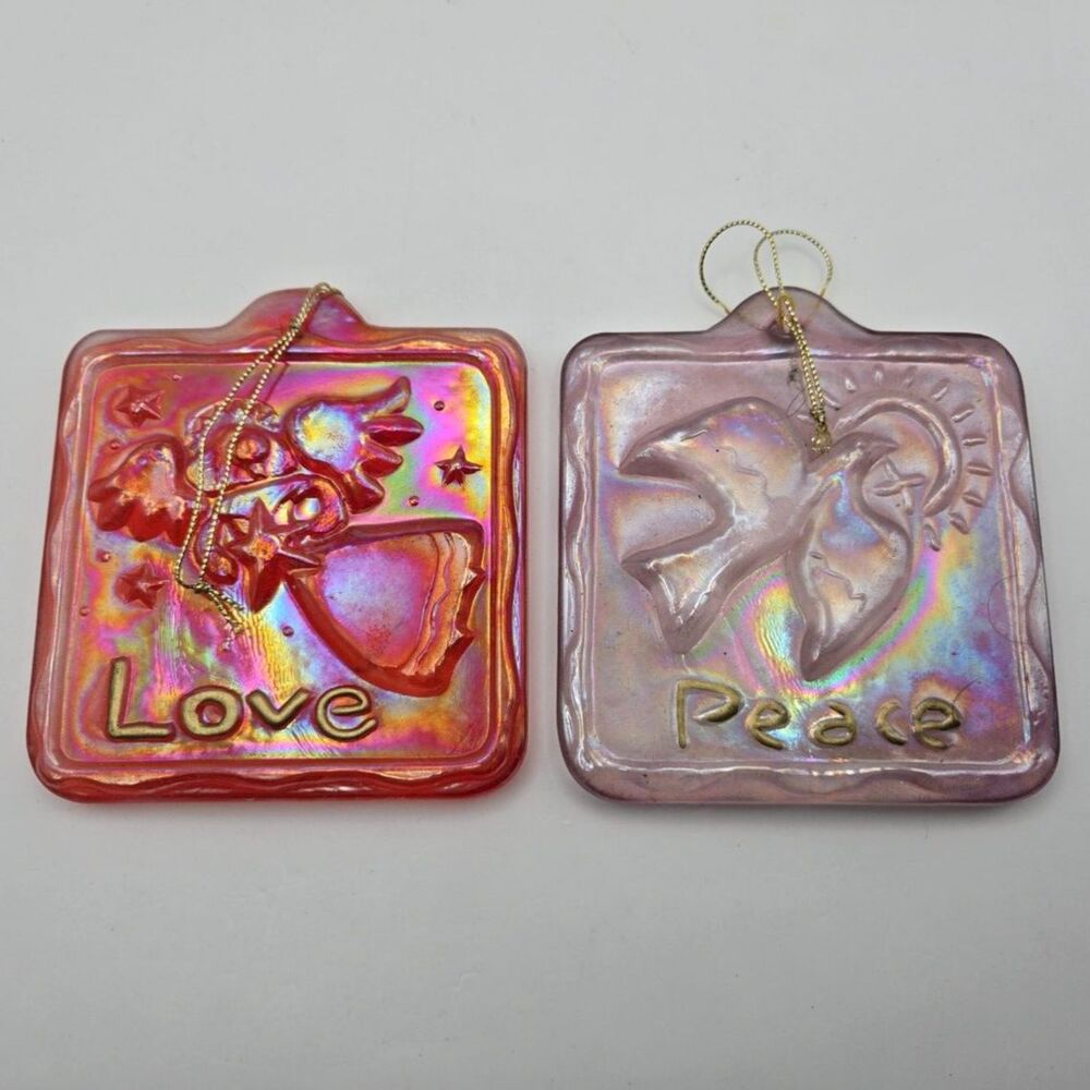 Vintage Glass Christmas Tree Ornaments Red Purple Hanging Ornament Square